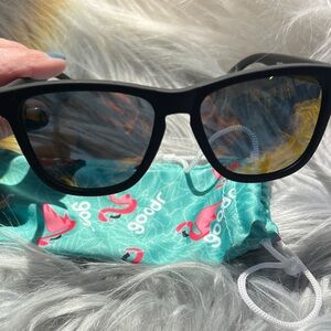 Goodr Whiskey Shots by Satan Black Sunglasses with Flamingo Pouch